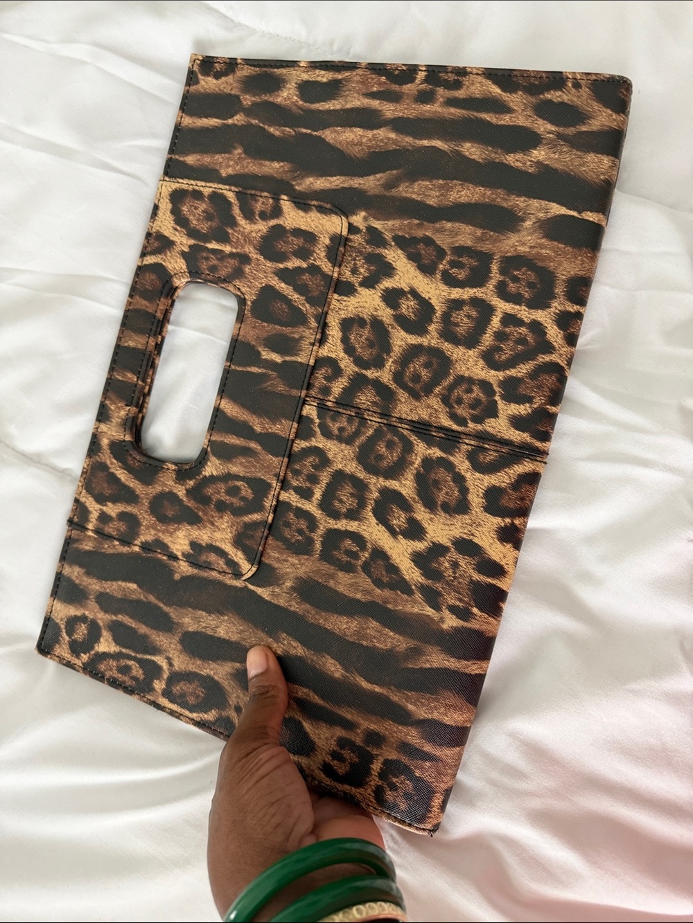 Leopard Print Faux Leather clutch purse